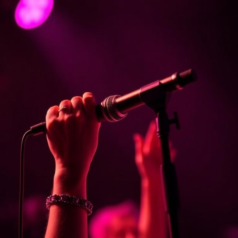 Singer holding microphone